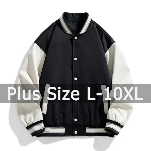 L-10XL 플러스 사이즈 남성용 야구 재킷 대표팀 재킷, 스탠드 칼라, 긴팔 재킷, 캐주얼 아우터, 빅 사이즈 의류 