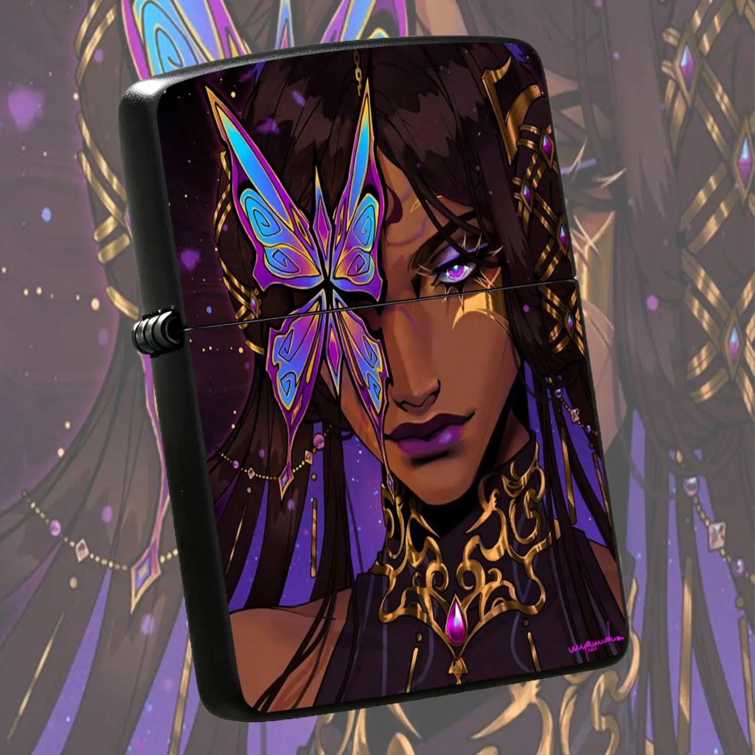 Flip-Top Pocket  Windproof  Lighter, Featuring a Unique Illusory ColorFace with Exotic Style Design, Made of Wear-Resistant Metal, the Flip-Top  Structure Combines Practicality and Aesthetics, Compact and Port