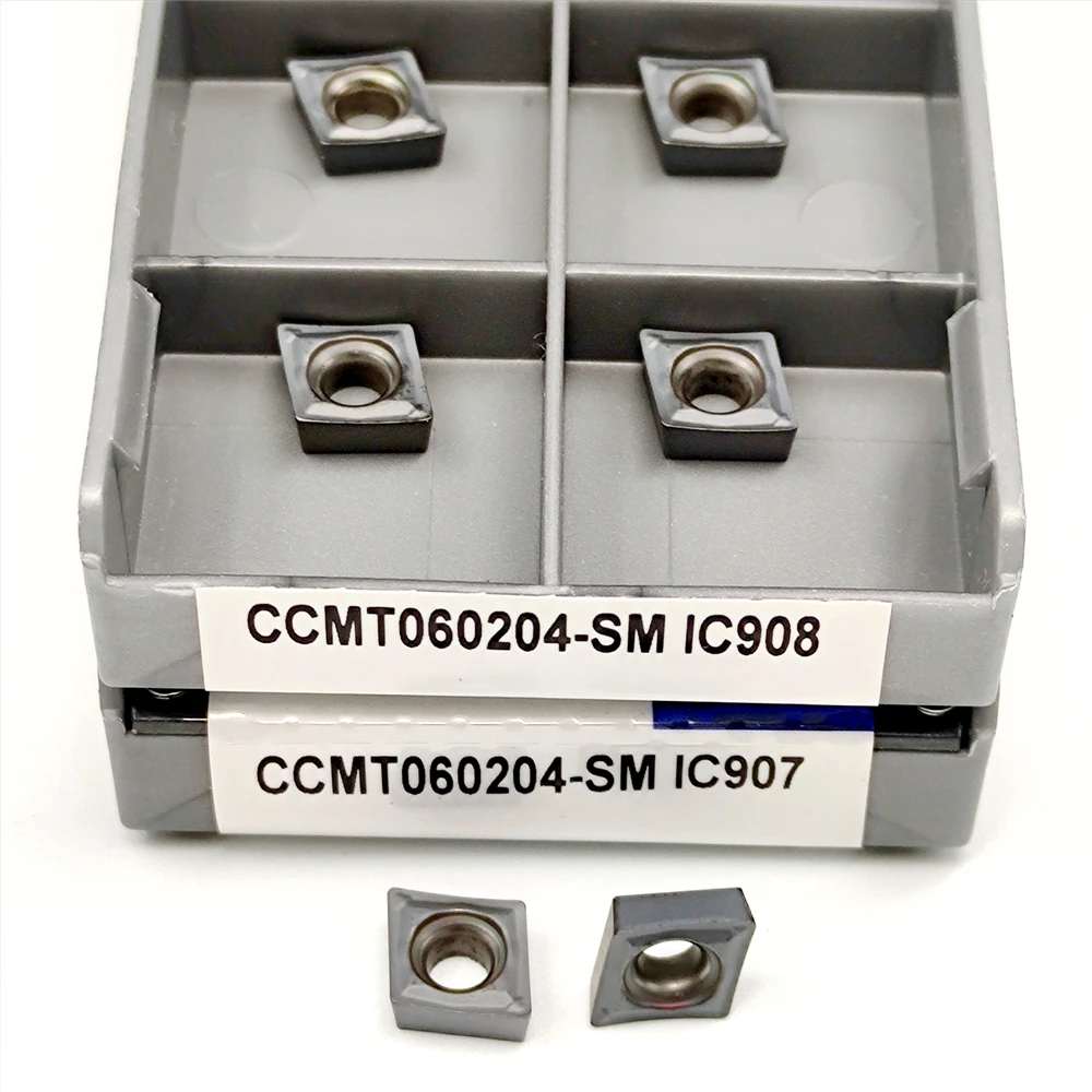 10 قطعة CCMT060204 SM IC907 IC908 سبائك الصلب كربيد إدراج الداخلية آلة خرط تعمل بالتحكم الرقمي بواسطة الحاسوب أداة CCMT 060204 IC 907 908