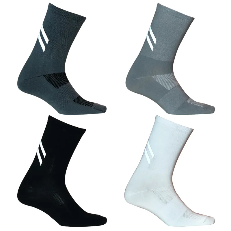 New High Reflective Riding Cycling Sports Running Fitness Moisture Wicking Lycra Breathable Mid-Calf Socks