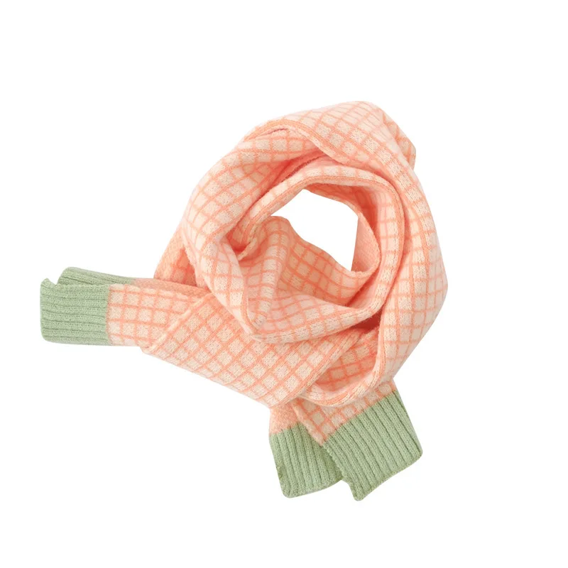 1-12Y nueva bufanda de invierno para niños bufandas de princesa tejidas moda cálida bebés y niñas a cuadros Otoño e Invierno