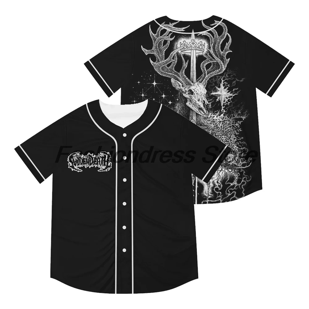 Svdden Death Lost Lands Baseball Jersey V-Nekc Short Sleeve Button-up Shirts Women Men Streetwear Tops