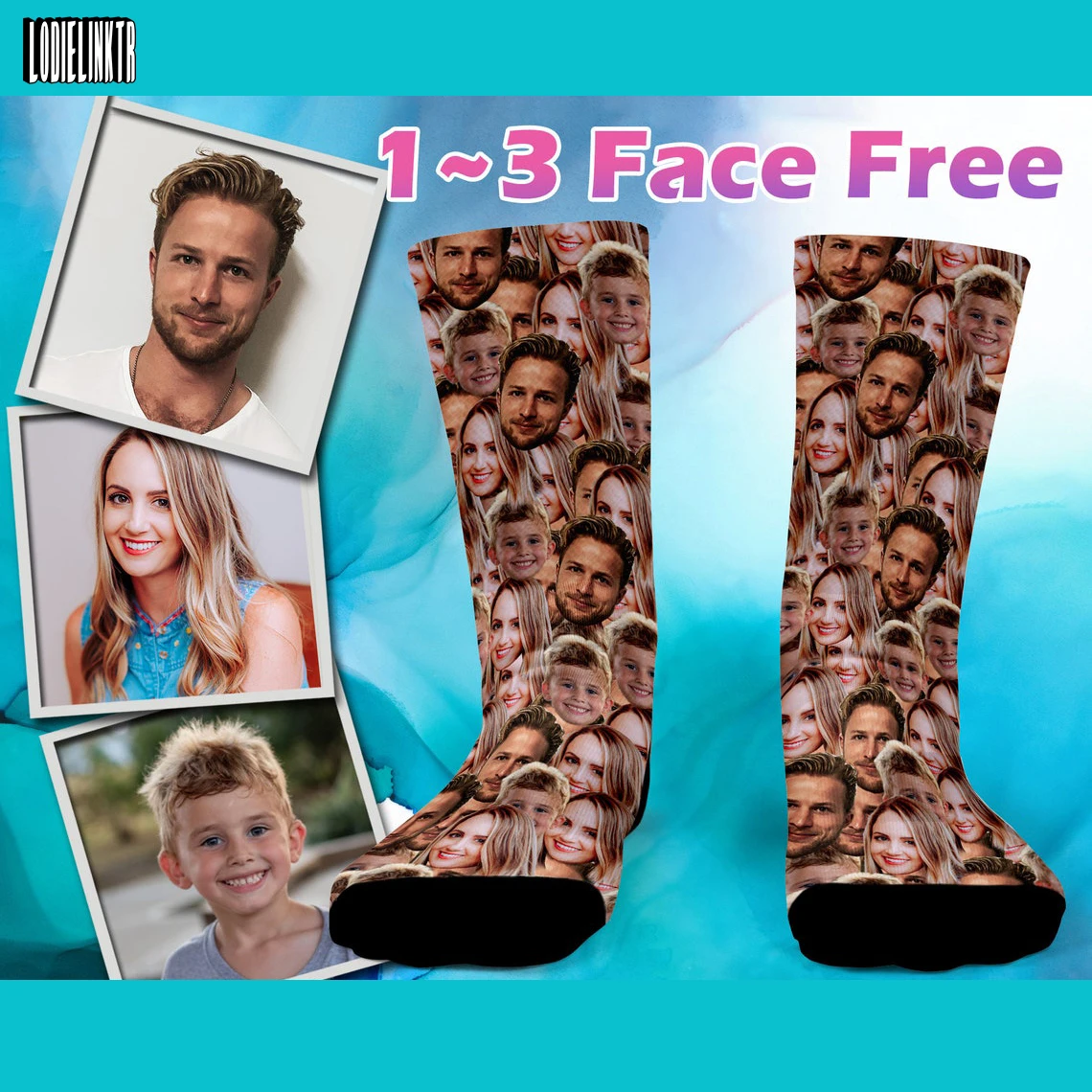 Personalized Customized Face Socks Children Pets Couples Tube Socks Cotton Casual Unisex Adult Funny Happy Crazy Socks Gift