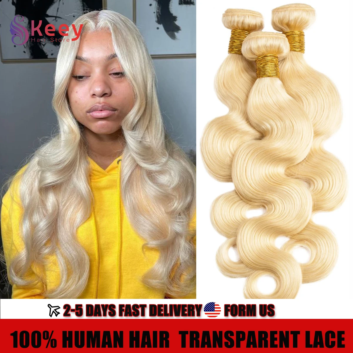 16A الجسم موجة 613 شقراء الملونة الشعر البشري حزم 4/5 قطعة 30 بوصة 100% البرازيلي نسج على شكل شعر إنسان متموج عذراء وصلات شعر