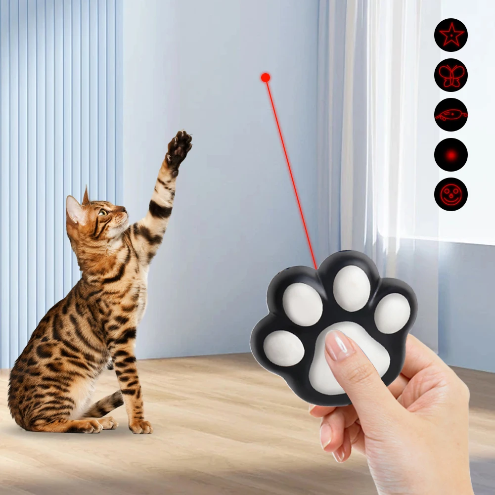 Cat Toys USB Rechargeable LED Laser Toy Transform Pattern for Cats Interactive Funny Kitten Training Laser Toy Cat Accessories