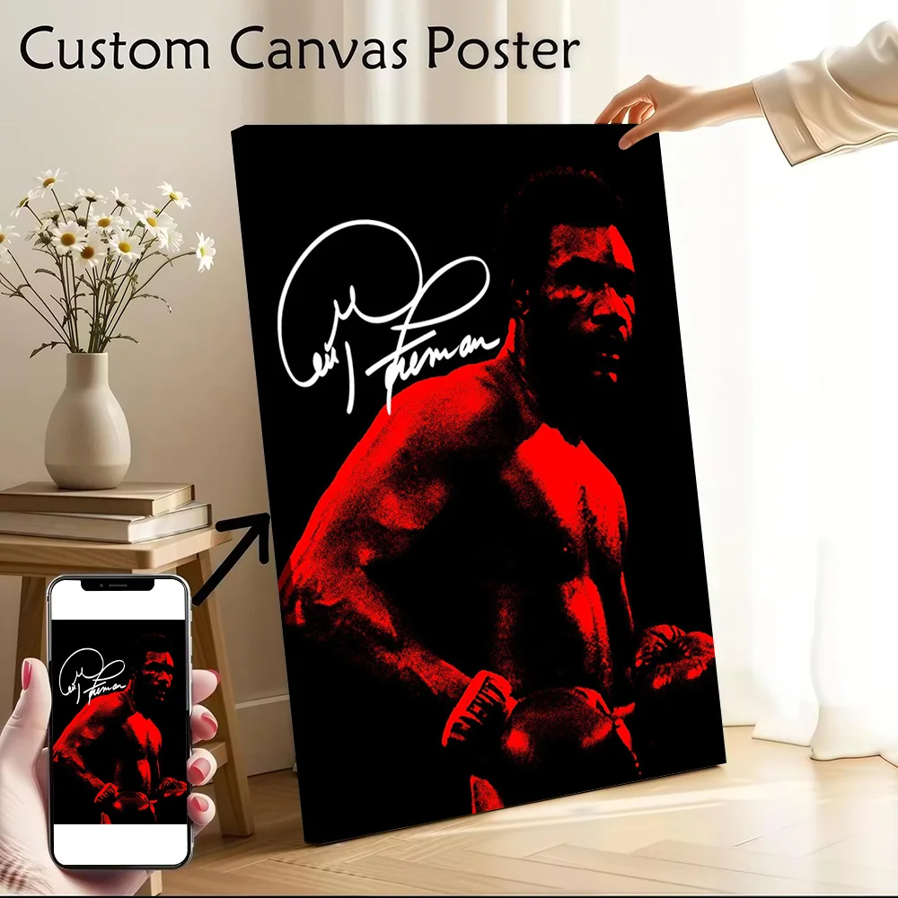 Boxing George Foreman Printed Canvas Wall Art Customizable Paintings Poster Perfect Gift for Bedroom Decoration Decor Luxury