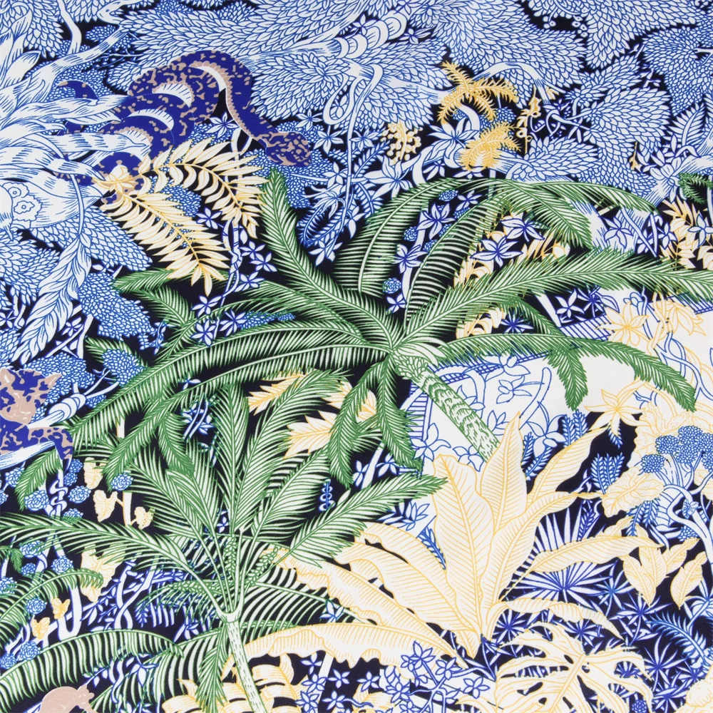 POBING Seidenschal für Damen, große Schals, Secret Garden Print Stolen, quadratisches Bandana, Luxus-Kopftuch, Hijab-Schal, weibliche Foulards, 130 cm – Detail 8