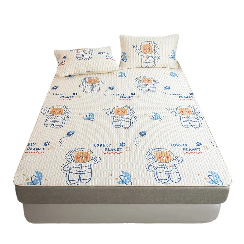 Estera de seda de hielo de látex para bebés y niños, cubierta de cama lavable de tres piezas para dormitorio de estudiantes, individual, aire acondicionado