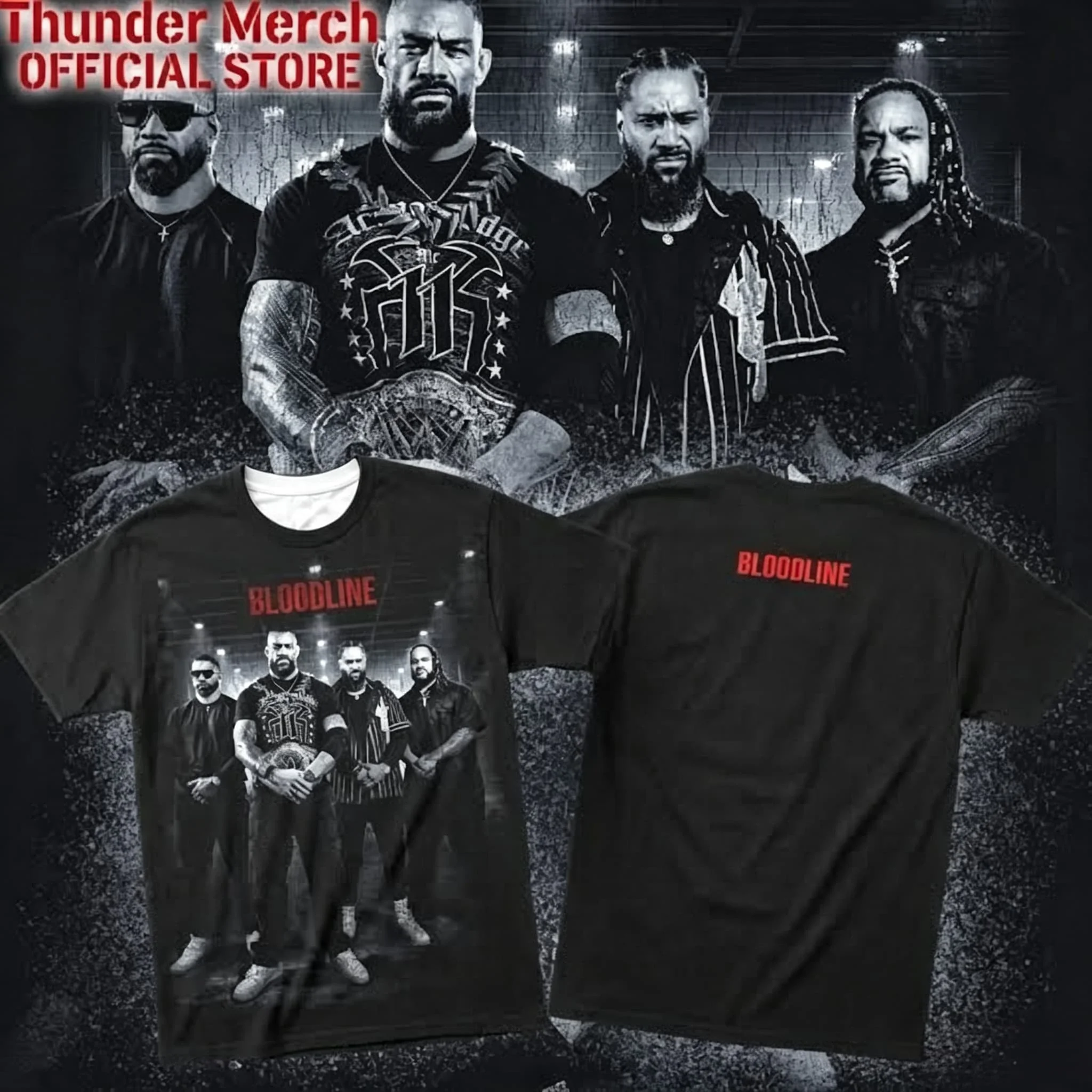 Roman Reigns The Bloodline Photo T-shirt Crewneck Short Sleeve Polyester Tee Women Men Outdoor Streetwear Tops Family Matching