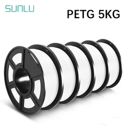 SUNLU PETG 1KG 3D Filament 1.75MM 5Rolls Arranged Neatly No Knots No Bubble Bright Color Exo-Friendly Good Toughness