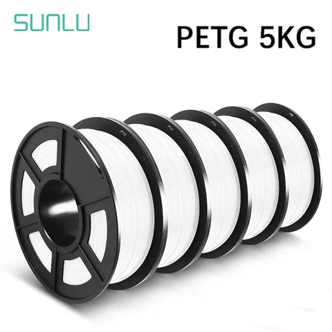 Sunlu petg 1kg filamento 3d 1.75mm 5 rolos organizados ordenadamente sem nós sem bolha cor brilhante exo-amigável boa resistência