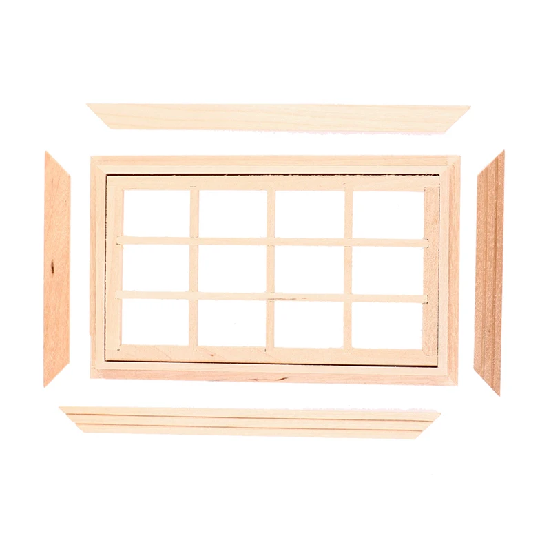 Ventana de puerta en miniatura para casa de muñecas, 12 rejillas, modelo de ventanas cuadradas, decoración del hogar, 1:12