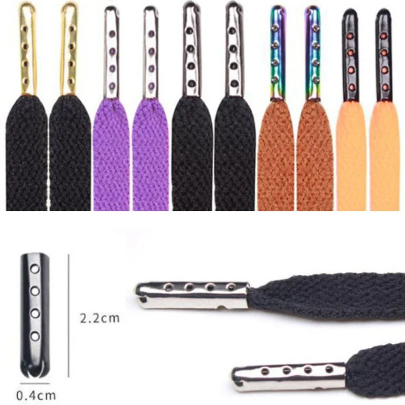 100 Pcs testa di Aglet in metallo fai-da-te per scarpe da ginnastica lacci di ricambio punte in metallo accessori per lacci di lusso