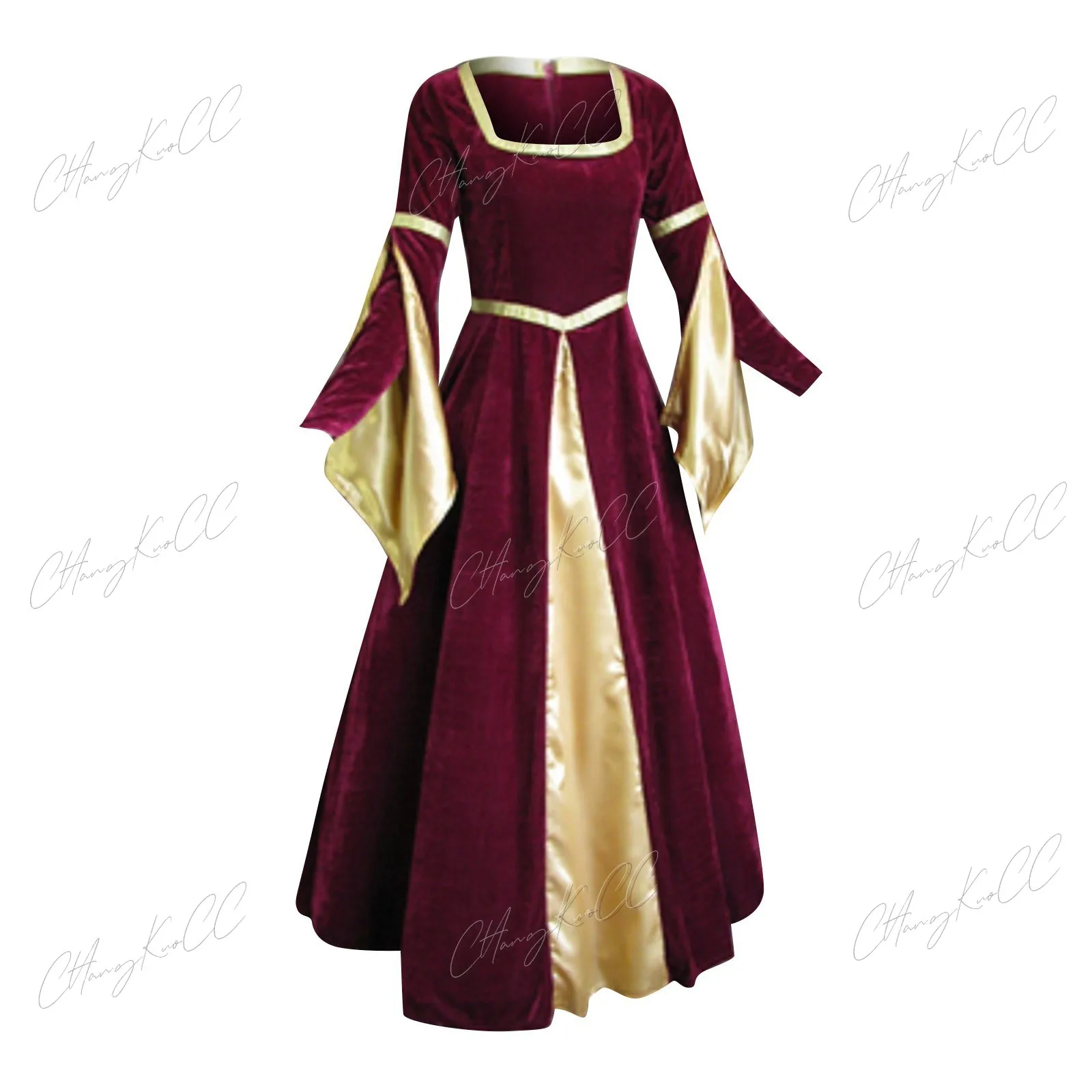 Vestido de manga comprida feminino Halloween, Balanço Grande, Vintage, Oco, Festa, Vestidos Casuais, Cosplay Medieval, Moda Feminina