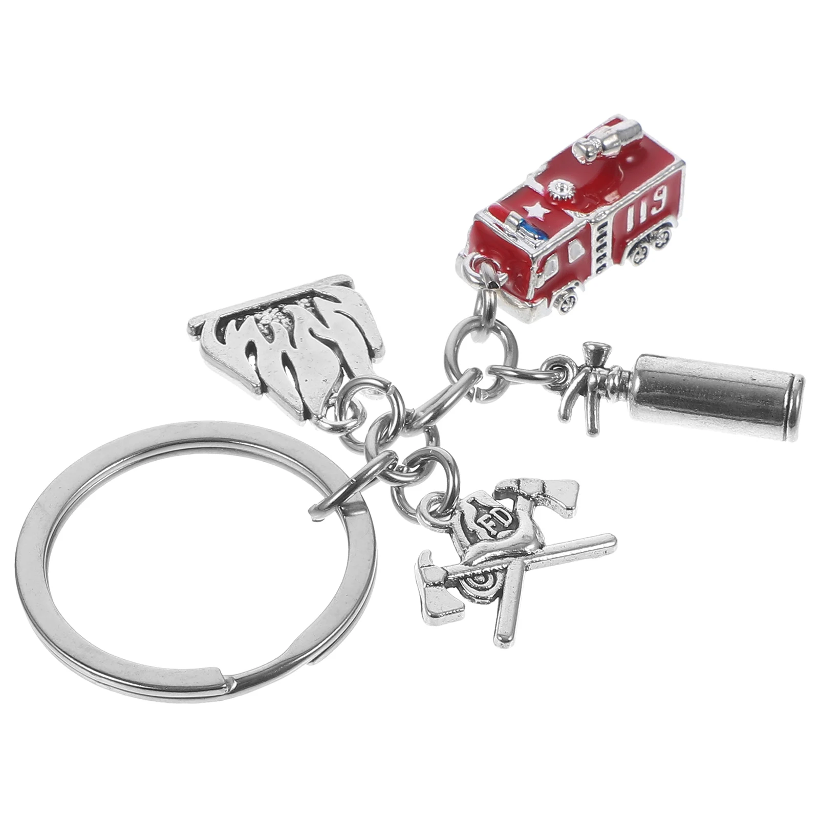

Firefighter Keychain Metal Bag Pendant Hanging Prop Decorative Charm Key Rings Durable Safe Alloy Useful Easy Find Keys Attached