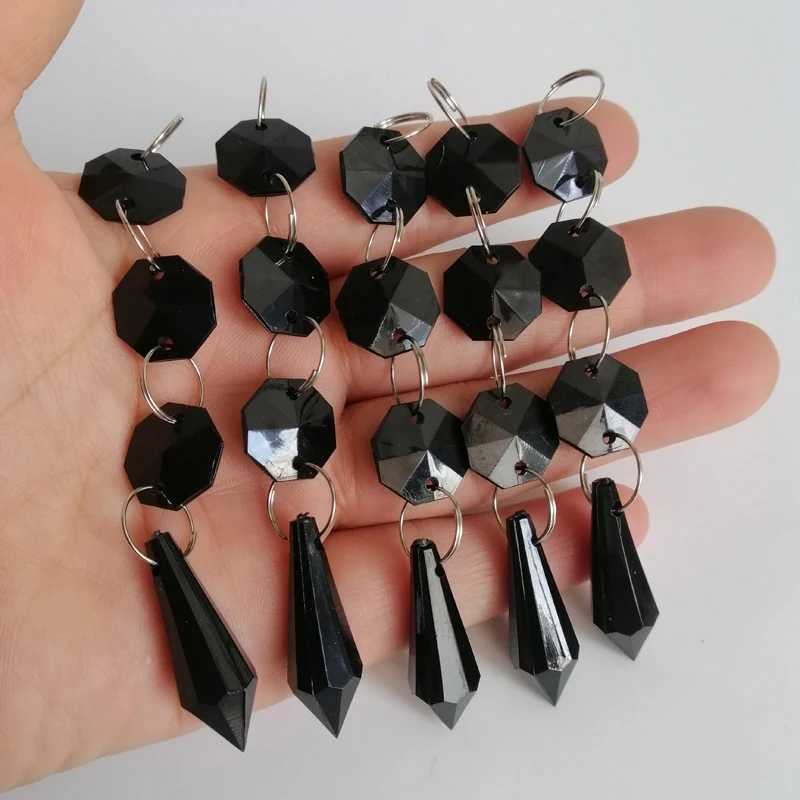 Camal 10PCS Black Acrylic Crystal Bead Pendant Garland Chandelier Hanging Wedding Home Decor Table Centerpieces Curtain Chain