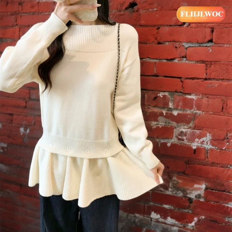 

Новые вязаные свитера и джемперы 2026 года: милые пуловеры в японском стиле преппи с задними воротниками-шторками для девочек (весна-зима)