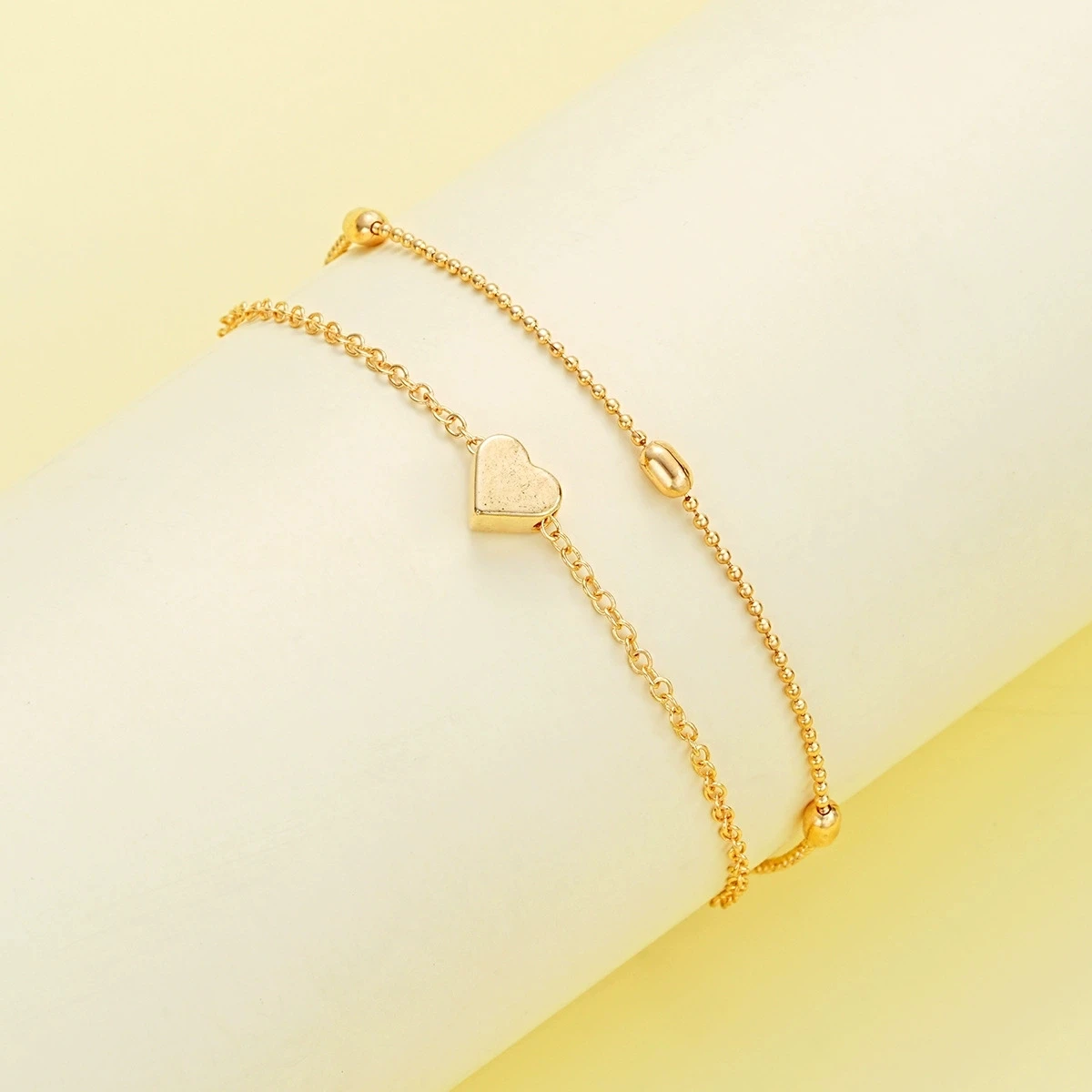 Neues Schmuckset mit Imitationsperlen in Herzform für Damen, in Gold- und Silberfarben, mit runden Perlen, bestehend aus Halskette und Armband, ideal als Schmuck für den täglichen Gebrauch oder als Geschenk. – Detail 5