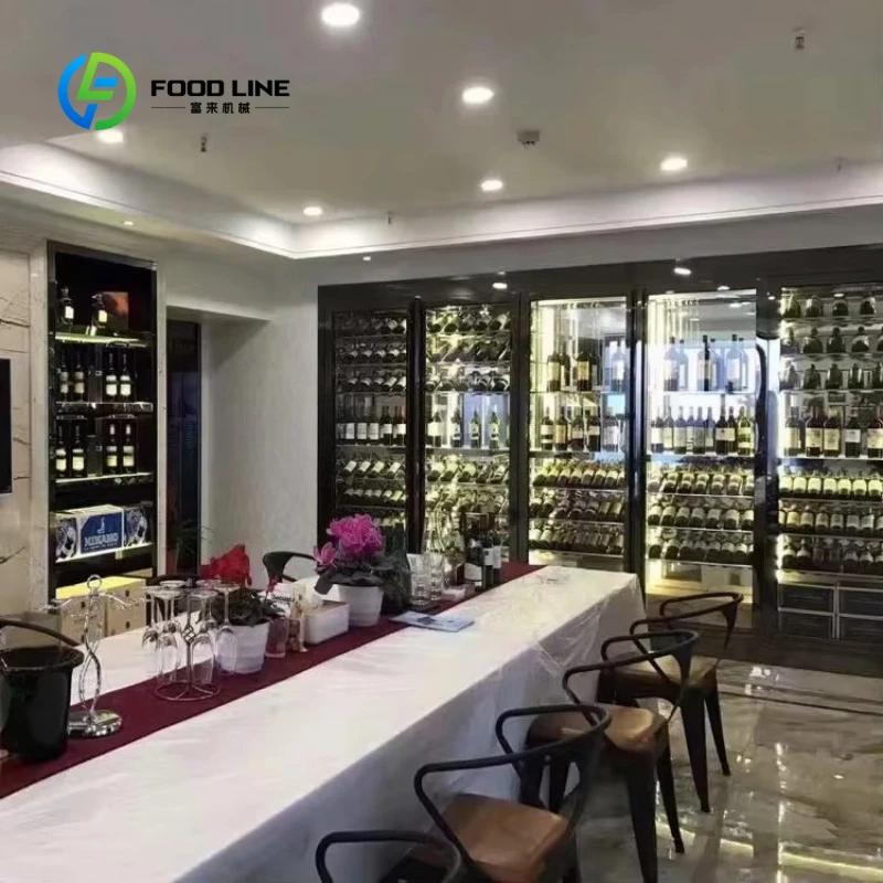 Customized Modern Luxury Constant Temperature Cooler Glass Stainless Steel Red Wine Cellar Bar Storage Display Cabinet