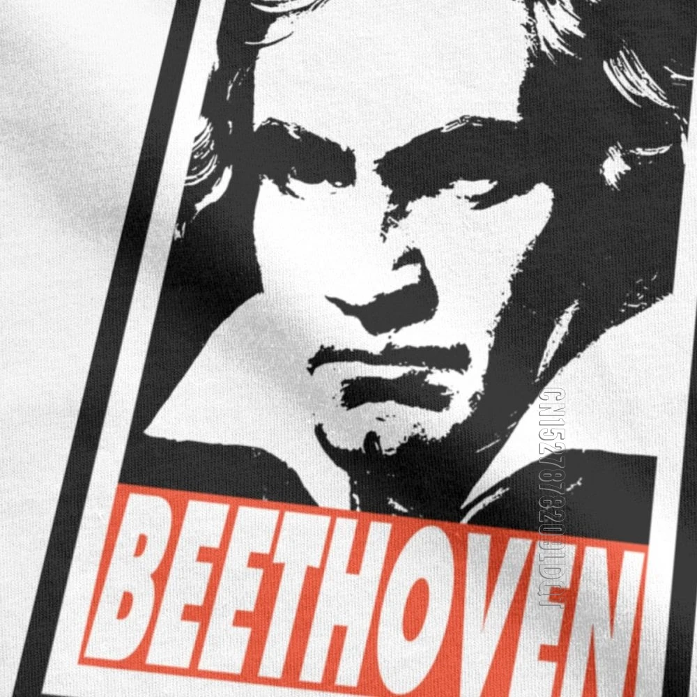 Men T Shirt Beethoven Printed Tops Ludwig Van Beethoven Composer Classical Music Basic Tees O Neck Clothes Cotton Print T-Shirt