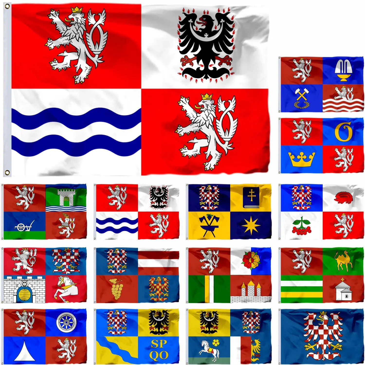 Czech Republic State Central Bohemian Region Flag Hradec Králové and Karlovy Vary 3X5FT Liberec Moravia 90x150CM Olomouc Banner