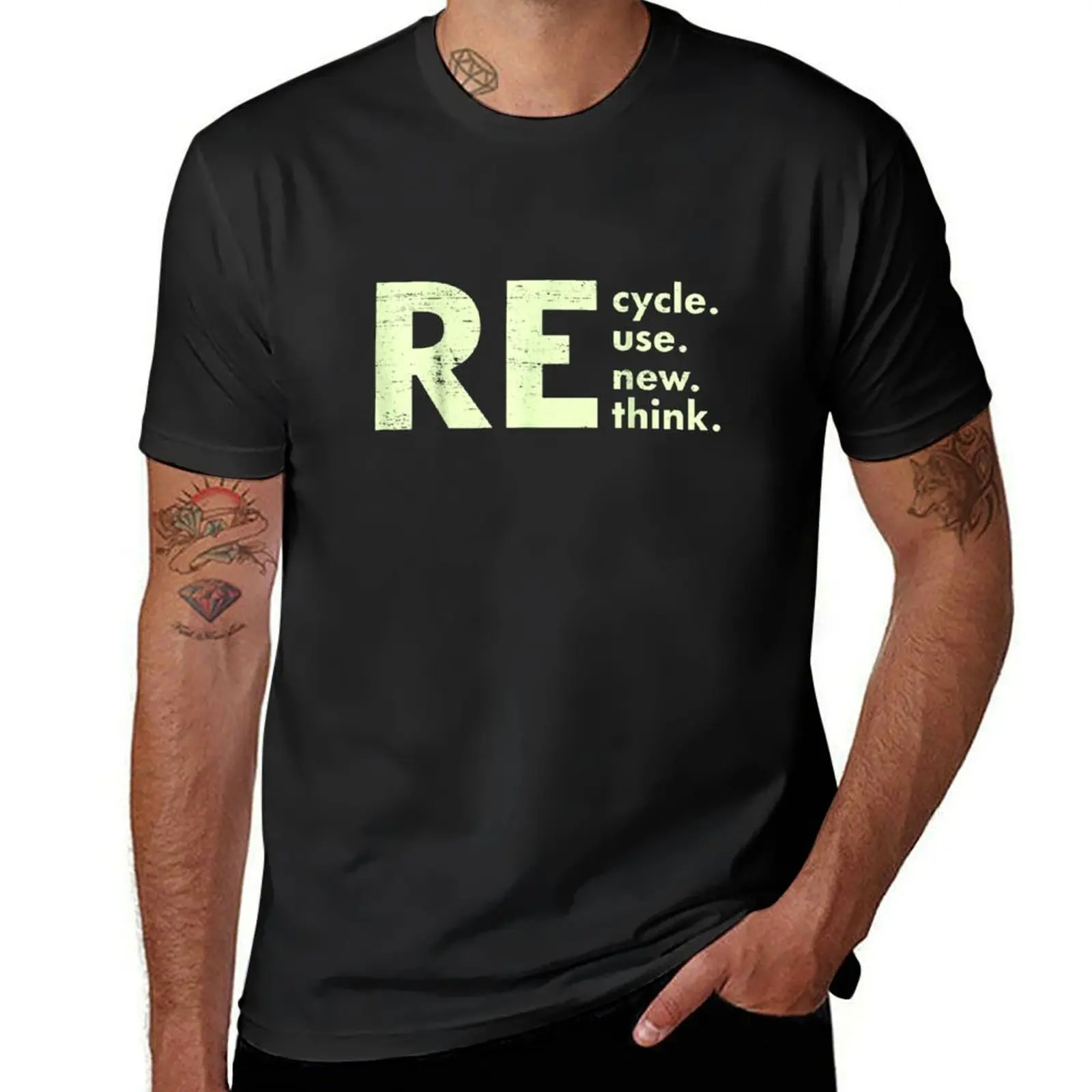 Recycle use new think T-Shirt vintage vintage clothes heavyweight t shirts for men