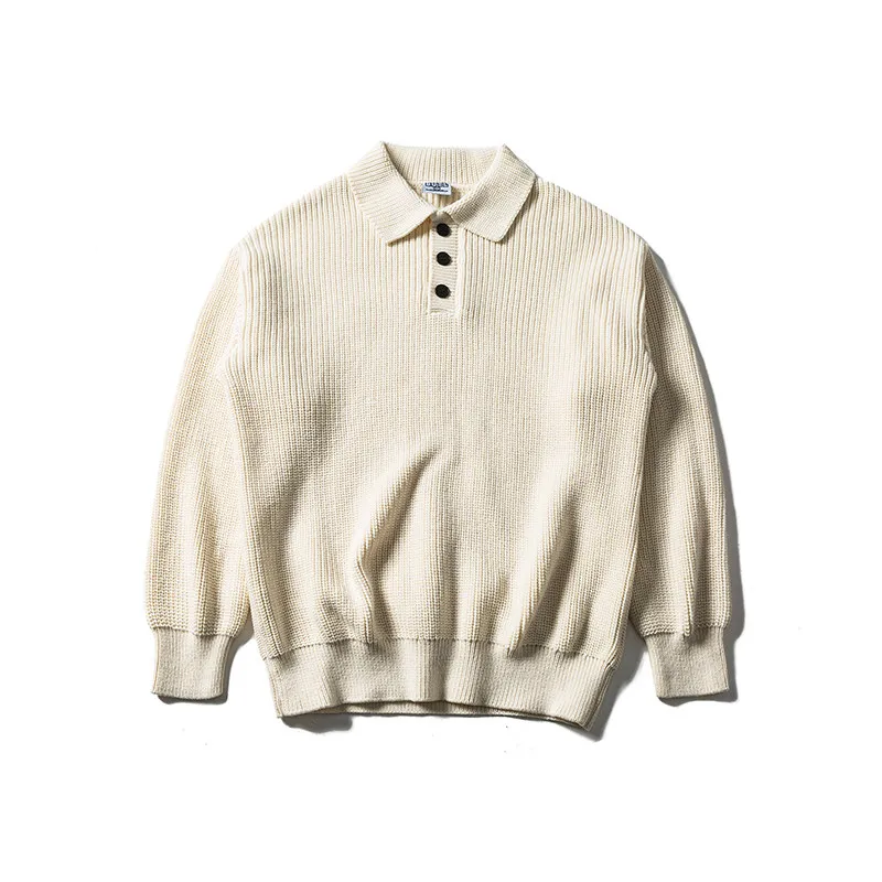 

Japanese Sle Heavyweight 000g Button-Up Collar Knitwear Simple Vintage Men's Sweater Autumn Winter Warm Color