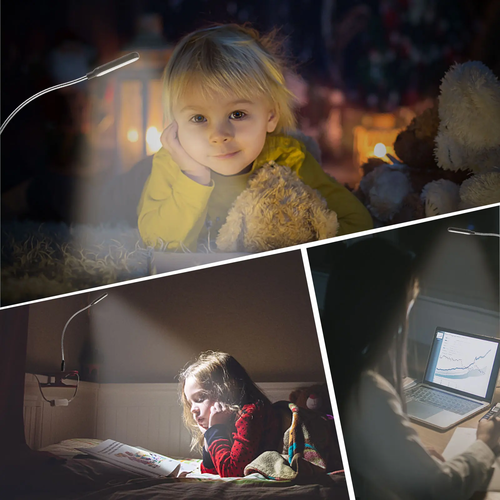 

2 PCS Portable USB Light Bendable Lamp Laptop for Computer Reading Durable Metal Hose Work