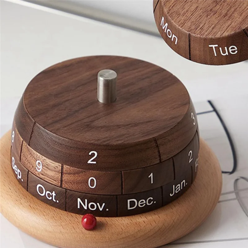 

Compact 1Set Wooden Desktop Calendar Decor Office Desk Decor Block Calendar For Desk Brown