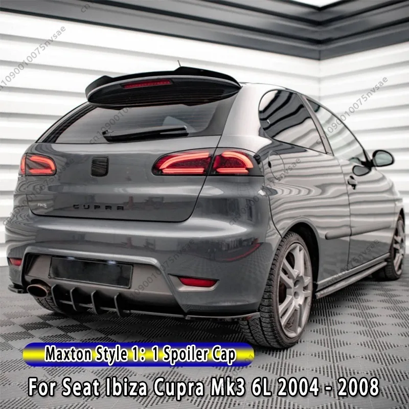 Alerón Trasero Estilo Maxton 1:1 para Seat Ibiza Cupra 2 Puertas Mk3 2004-2008, Negro Brillante, Alerón de Techo, Divisor de Alerón Trasero
