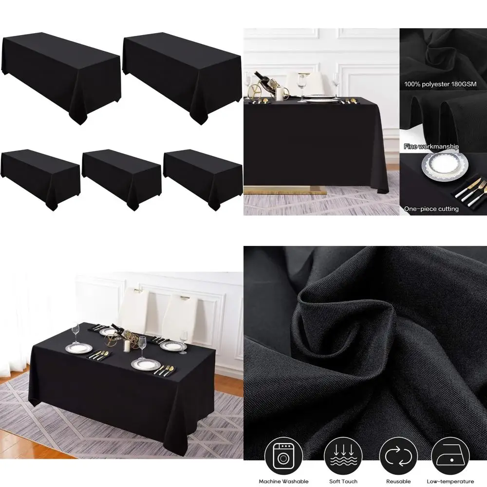 

Black Rectangular Polyester Tablecloth 90x132-inch for Weddings, Banquets, Restaurants, and Elegant Events
