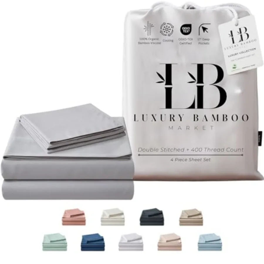 

Luxury Bamboo Market Size Bed Sheet Set 100% Viscose Made from Bamboo Organically Grown Ultra Soft Cooling Sheets for Hot Sleep