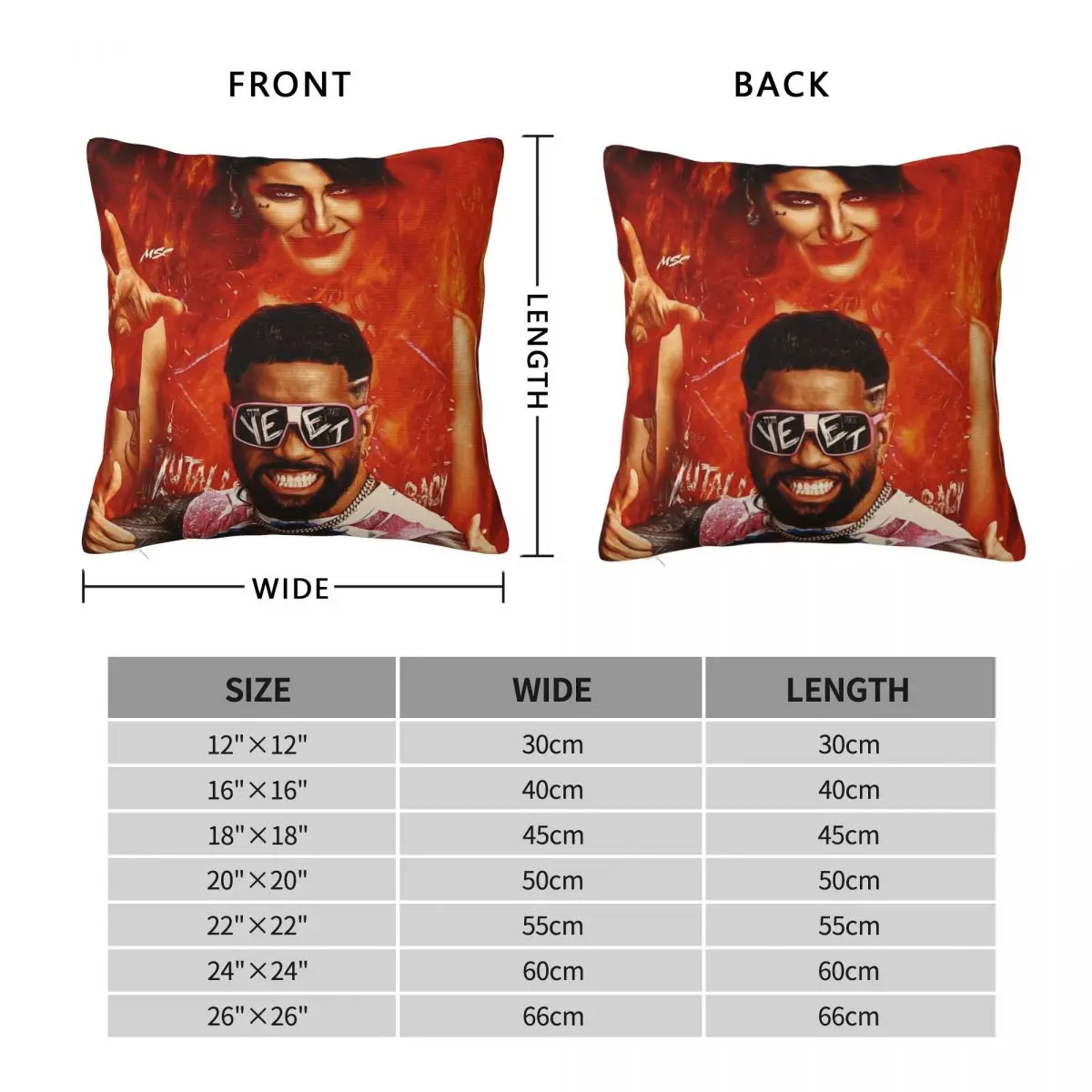 JEY YEET USO Wrestling Pillow Cover Fashion Pillow Case Square Pattern Cushion Cover Pillowcases For Living Room Chair