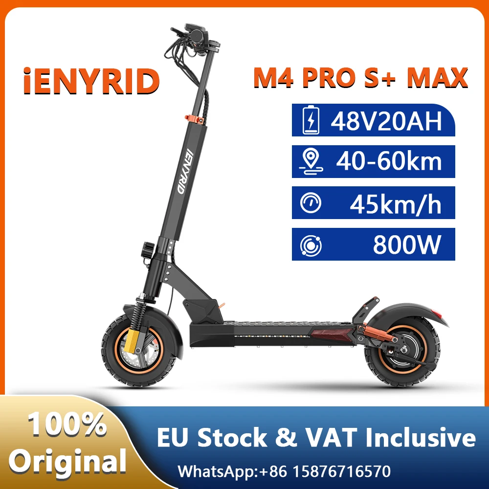 IENYRID M4 PRO S+ MAX Electric Scooter 800W Motor 45km/h Max Speed 48V 20Ah Battery 10' Off-road Pneumatic Tire Aldult E-Scooter