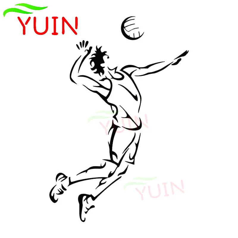 Sports Volleyball Player Art Decal Fashion Car Window Decoration PVC Waterproof Sunscreen Sticker Black/White/Red/Laser/Silver