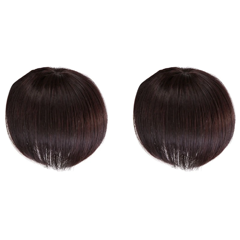 

2X Human Hair Topper Wig With Bangs Increase The Amount Of Hair On The Top Of The Head To Cover The White Hair Hairpiece