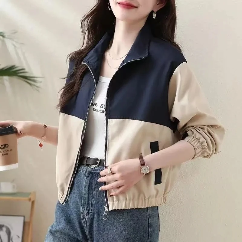 High-Quality Coat Women 2026 New Spring Autumn Jacket Female Models Spliced Contrast Outerwear Fashion Short Overwear Ladies Top