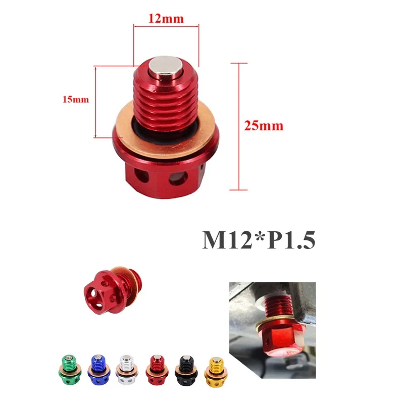 M12x1.5 Magnetic Engine Oil Drain Plug and Washer Gasket For Honda CRF XR Z50 CR80 50cc 90/110/125/140/150CC Pit Dirt Bike Motor