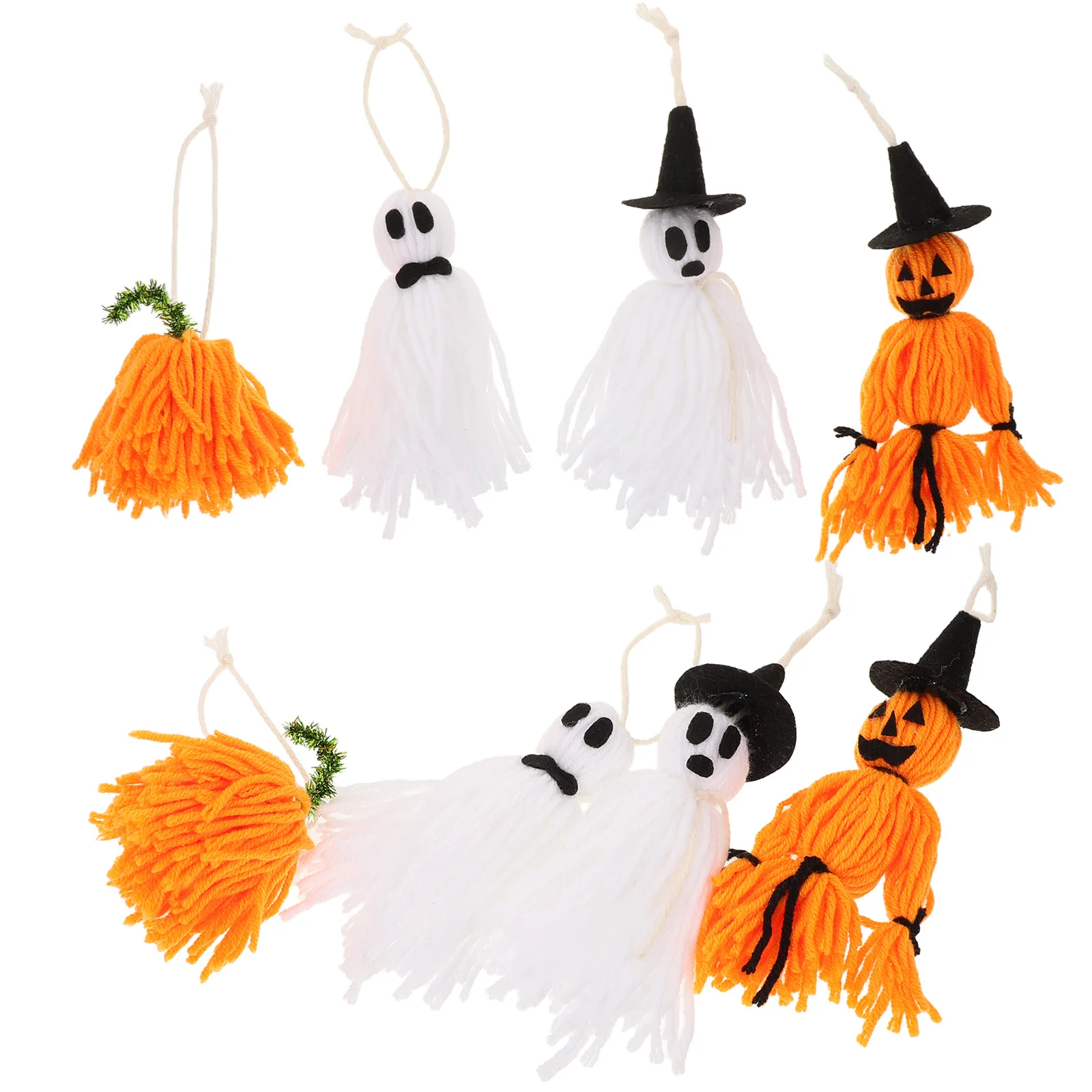 

8Pcs Halloween Ghost Decor Hanging Ghost Pumpkin Set Soft Yarn Spooky Home Decor Indoor Outdoor Party Hanging Decorations