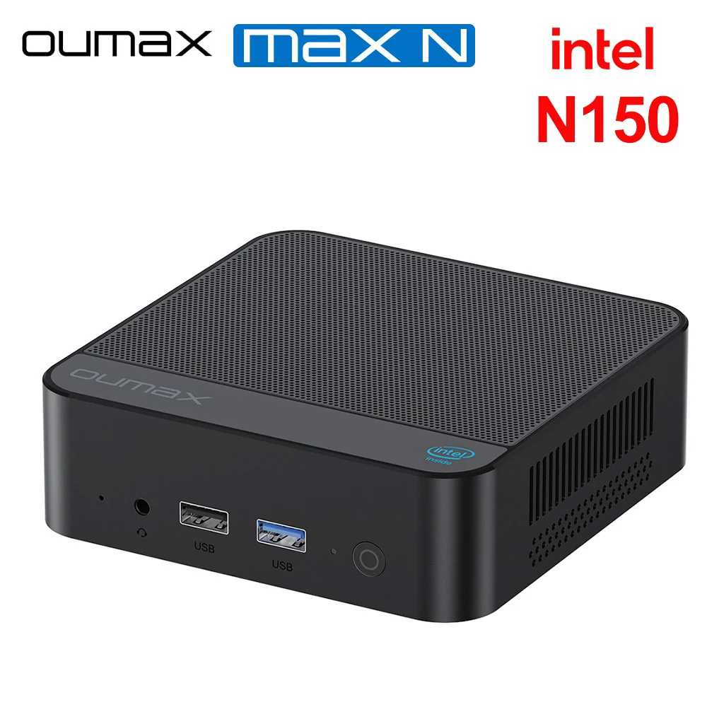 OUMAX Intel Twin Lake N150 Mini PC 16GB 500GB Support Dual LAN WIFI5 BT Mini Desktop Computer