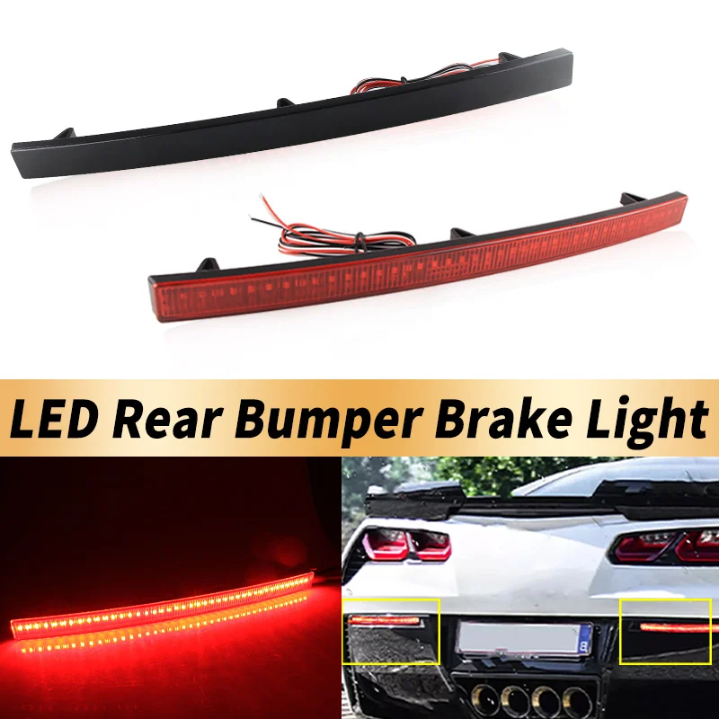 

2PCS Smoked/Red Lens LED Car Rear Bumper Reflector Lights Brake Tail Fog Lamp For 2014-2019 Chevrolet Corvette C7 Accessories