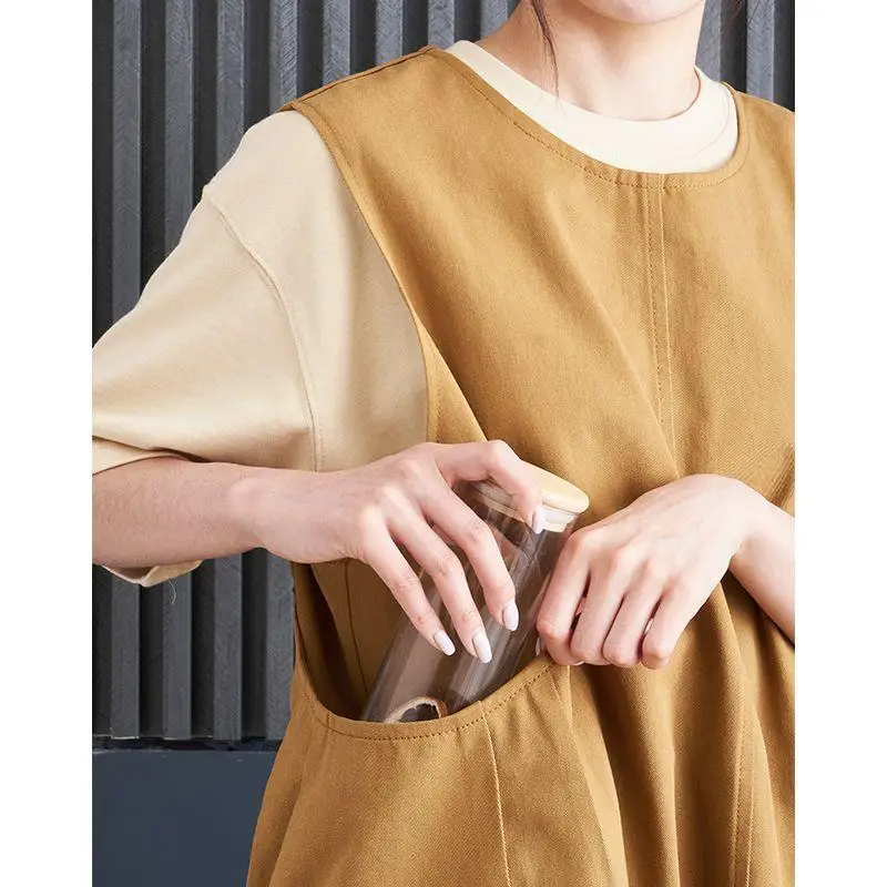 Men Women Retro Apron Catering Kitchen Supermarket Milk Tea Shop Work Clothes Logo Printing Apron Personalization Custom Pattern