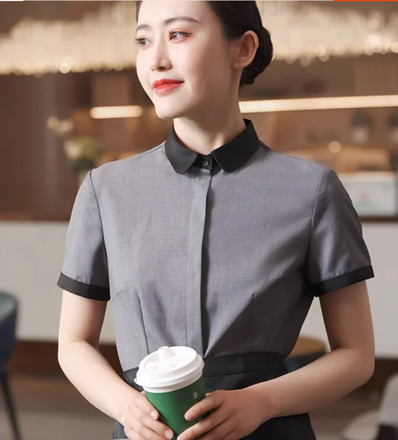 

Dining shop work clothes Restaurant hotel waiter summer blouse