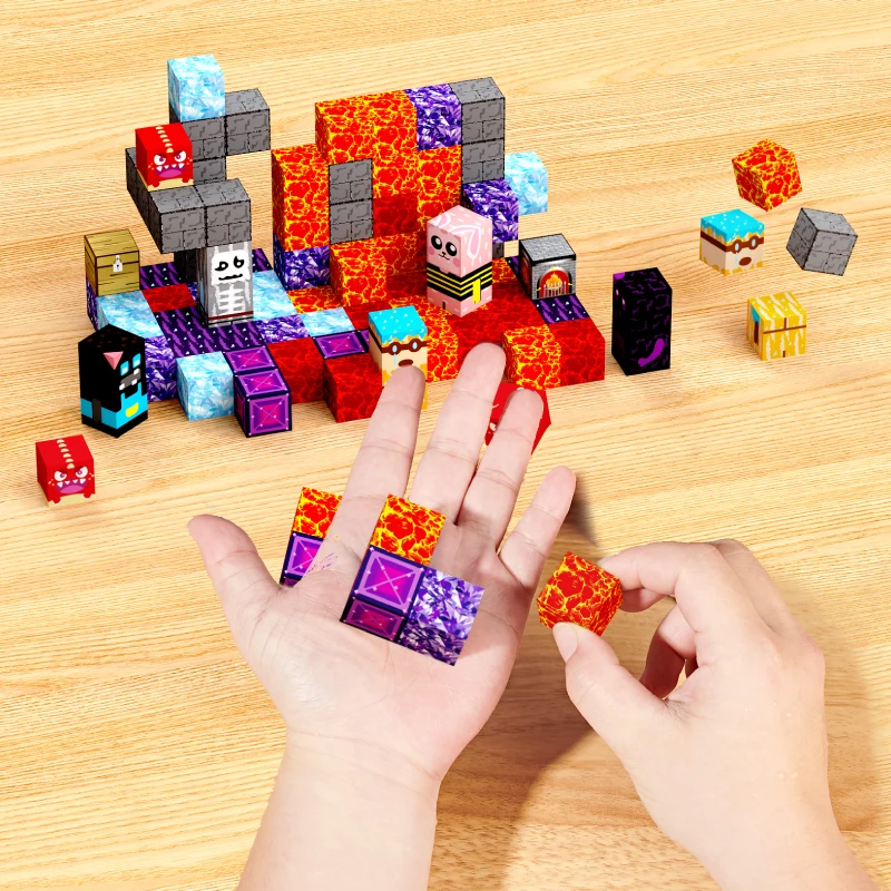 Black Lava Theme Puzzle for Boys and Girls Aged 3-6 Children's Educational Magnetic Building Blocks Toy