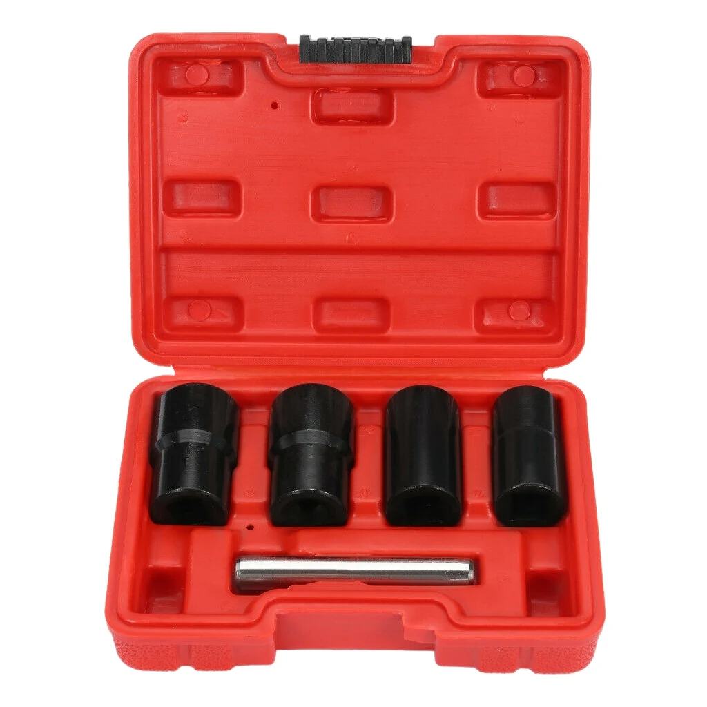 5PCS/Set Twist Socket Kit 4 Damaged Worn Lug Nut & Wheel Lock Nut Removal Extractor Tool 1/2Inch Drive 17,19, 21,