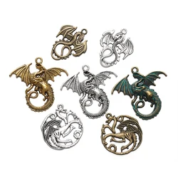 5pcs/lot Retro Dragon Alloy Pendants Bronze Bracelet Metal Charms For DIY Necklace Bracelet Jewelry Making Accessories