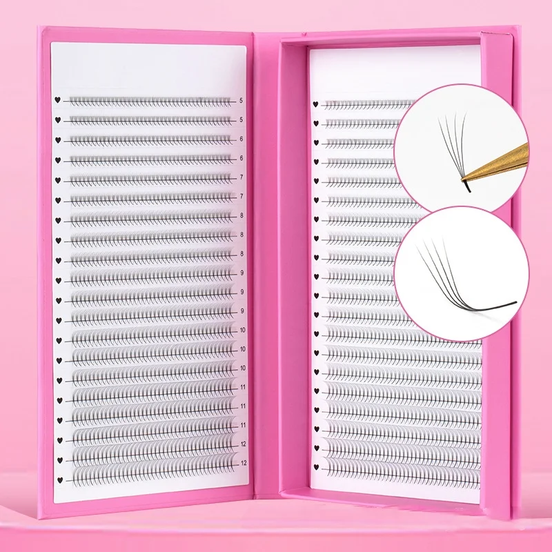 Narrow Pointy Base Premade Fans Cluster Eyelash Extensions 3D 4P 5D 6D Narrow Flower Medium Glue Root Large Magnetic Box Custom