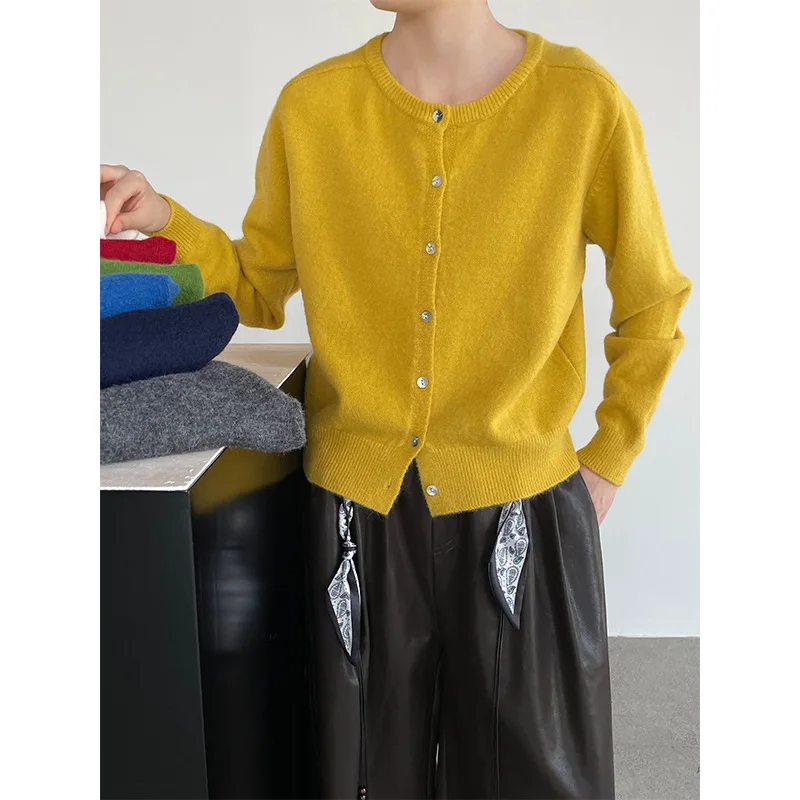 

Taochuan Knitted Sweater Coat Women's round Ne Korean Sle All-Match Outerwear Autumn Season Regular Thin