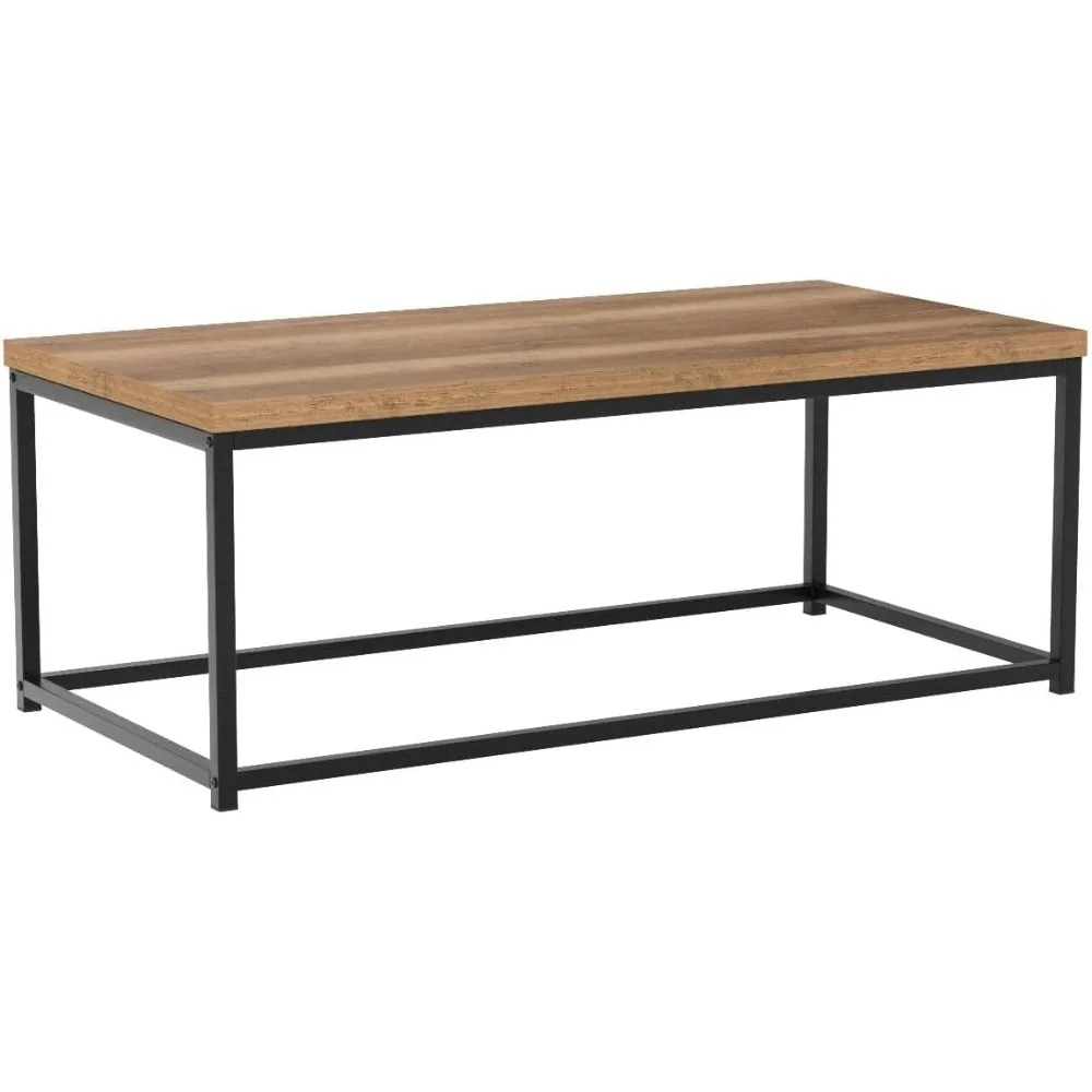 Beste Keuze Producten 44in Stijl Rechthoekige Houtnerf Top Salontafel, Rustieke Accent Meubels Woonkamer W/Metalen Frame