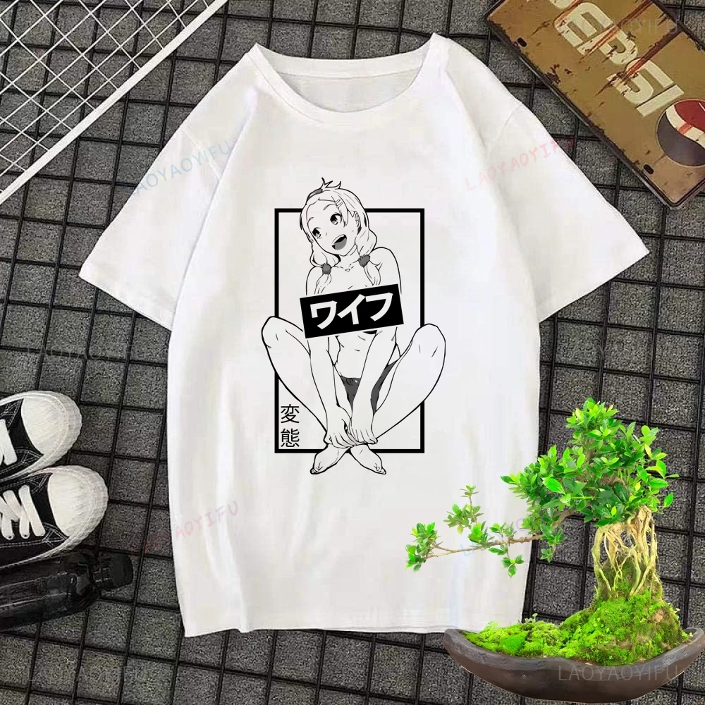 Aesthetic Fashion Streetwear Hentai Waifu Printed T-shirt Trend Harajuku Short Sleeved Unisex Patterned Oversized Shirt